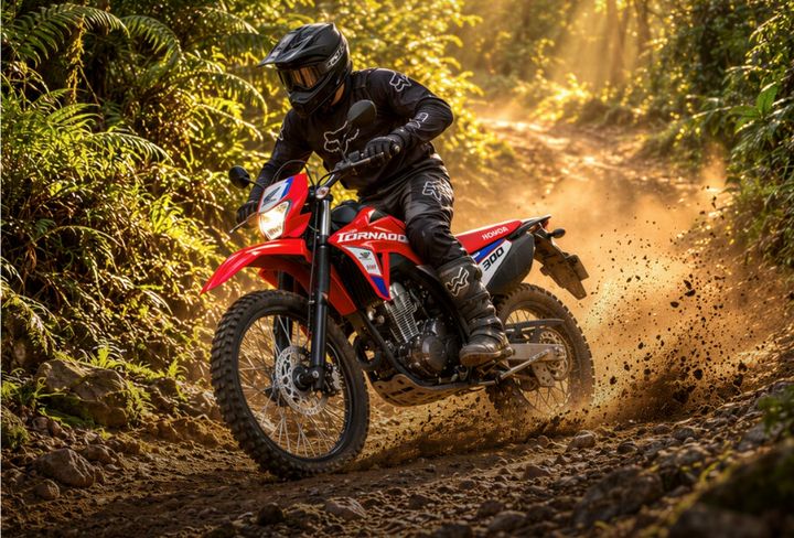 Moto Honda en un camino de tierra